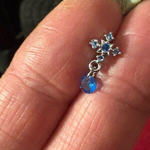 Nose Ring- Blue Cross  Nose Stud Ring 20 G Stainless Steel Stud NoseRing